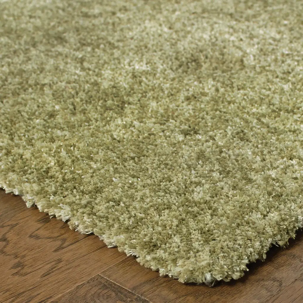 8' X 11' Olive Green Shag Tufted Handmade Stain Resistant Area Rug - Image 4
