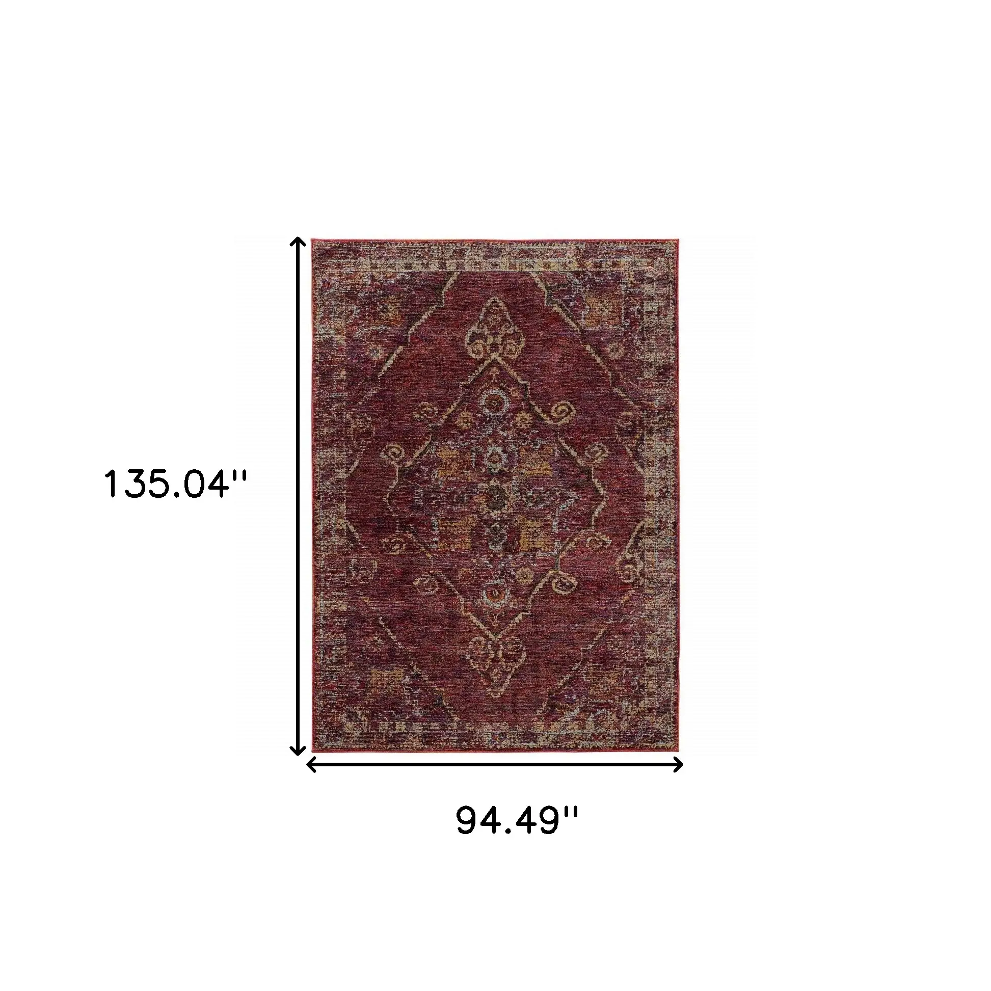 8' X 11' Red and Gold Oriental Power Loom Area Rug - Image 2