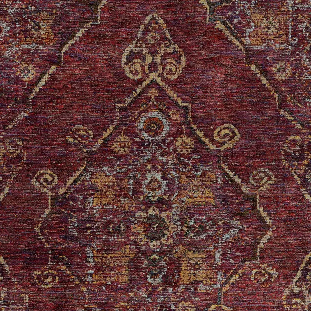 8' X 11' Red and Gold Oriental Power Loom Area Rug - Image 3
