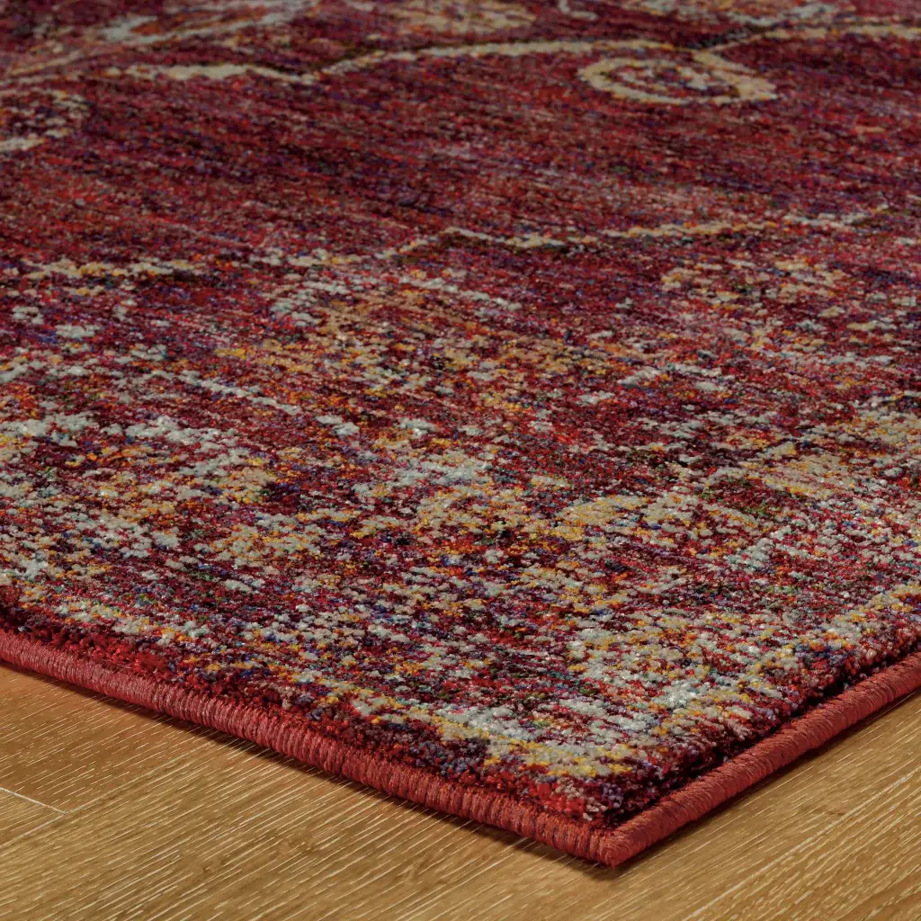 8' X 11' Red and Gold Oriental Power Loom Area Rug - Image 4