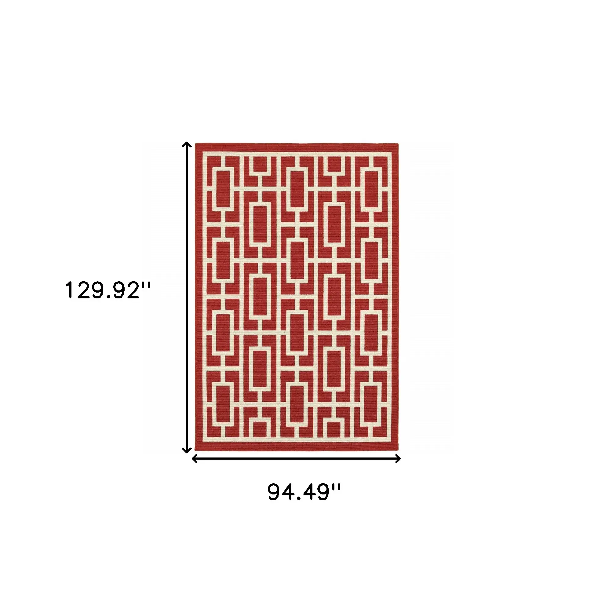 8' X 11' Red and Ivory Geometric Stain Resistant Indoor Outdoor Area Rug - Image 5