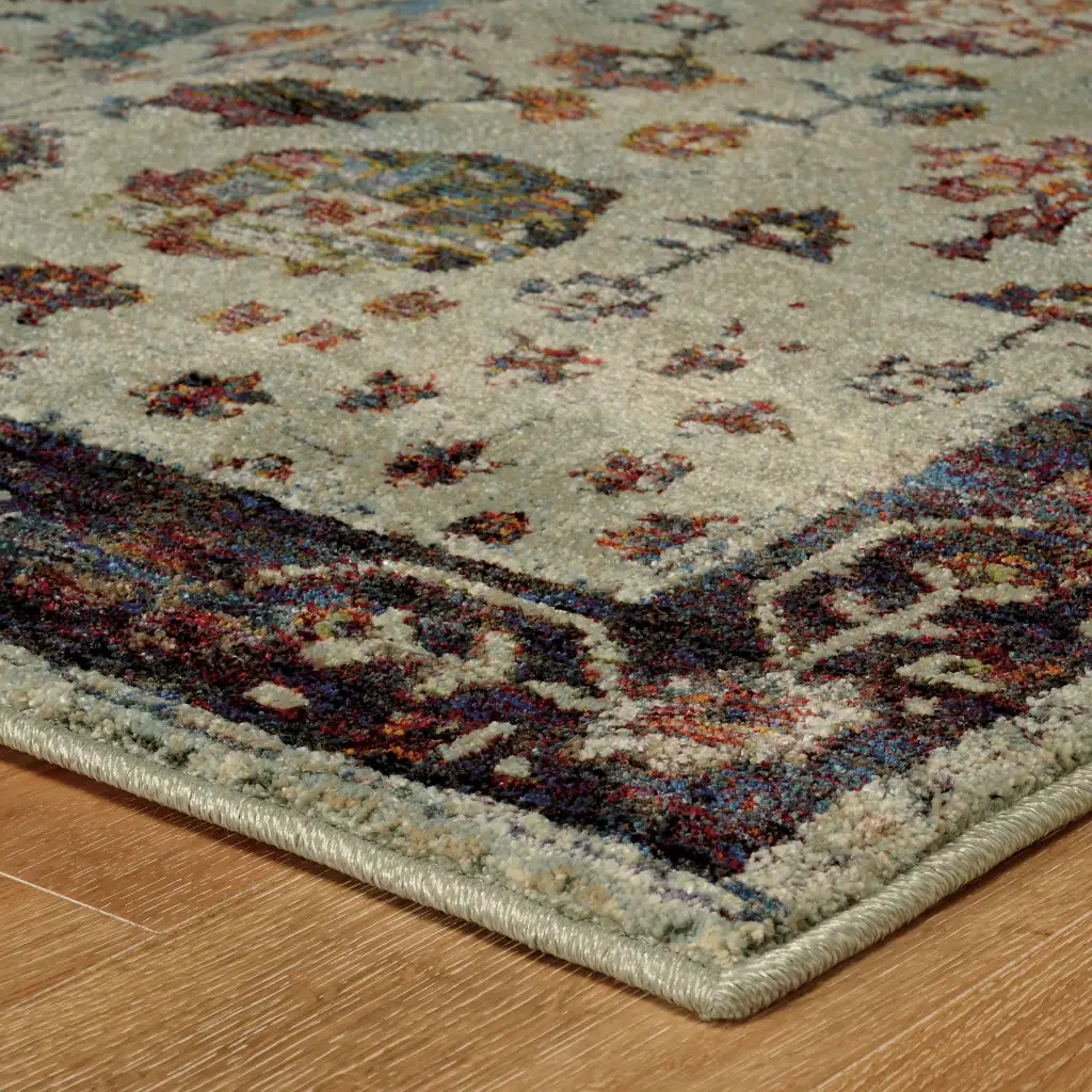 8' X 11' Red and Ivory Oriental Power Loom Area Rug - Image 3