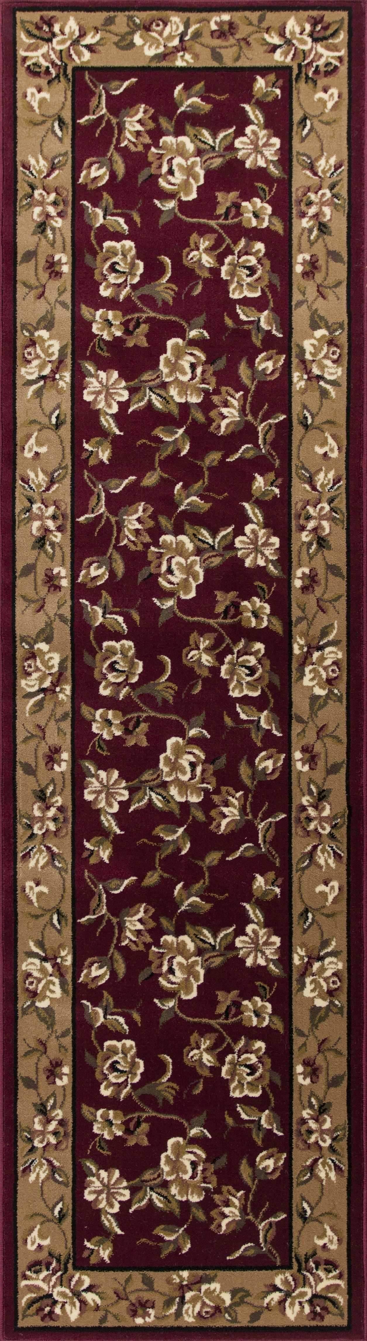 8' X 11' Red Beige Machine Woven Floral Traditional Indoor Area Rug - Image 5