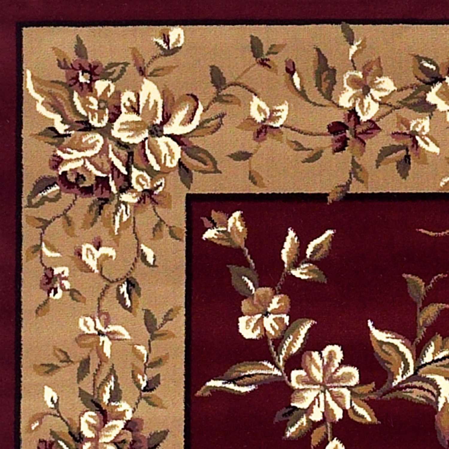 8' X 11' Red Beige Machine Woven Floral Traditional Indoor Area Rug - Image 6