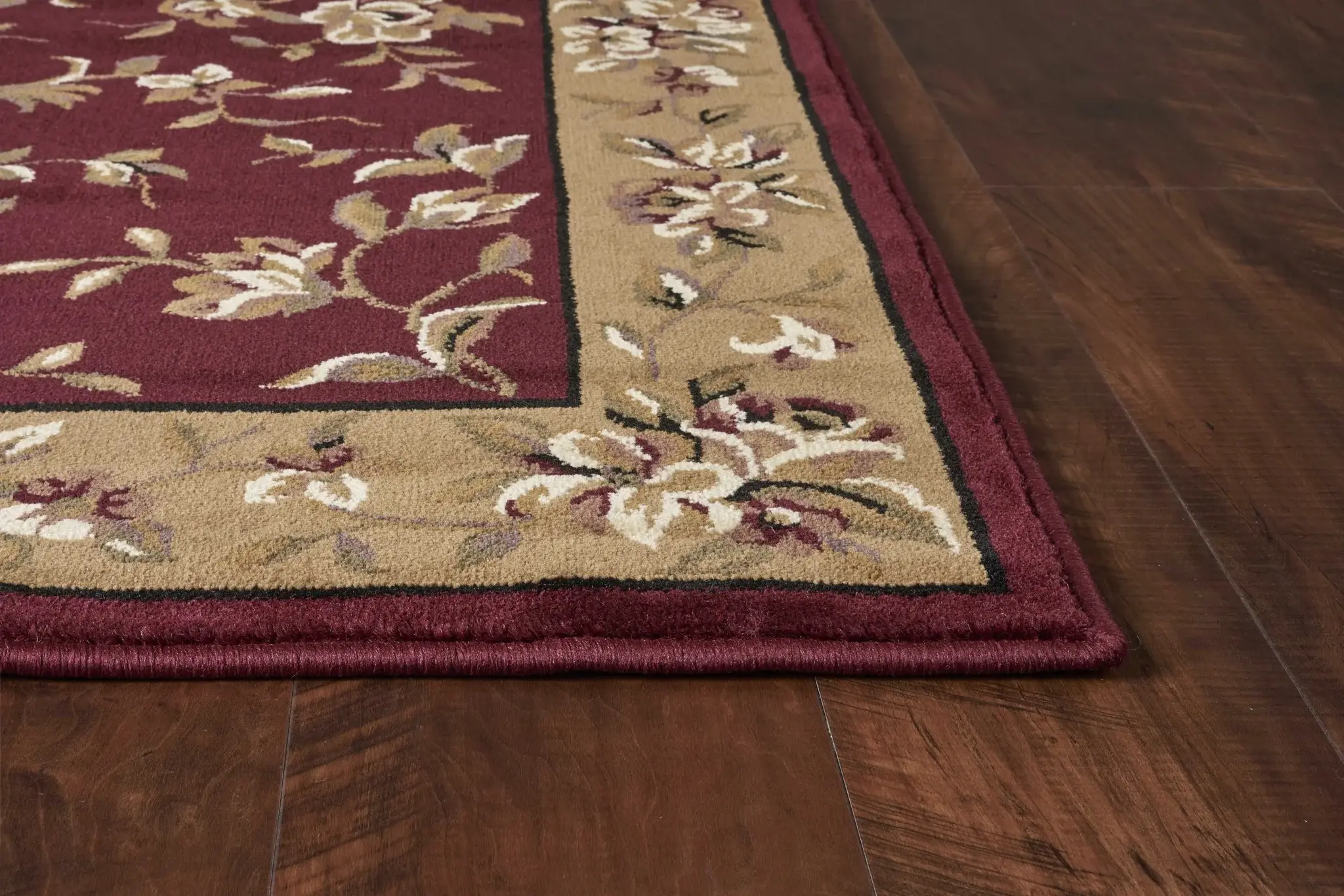 8' X 11' Red Beige Machine Woven Floral Traditional Indoor Area Rug - Image 9