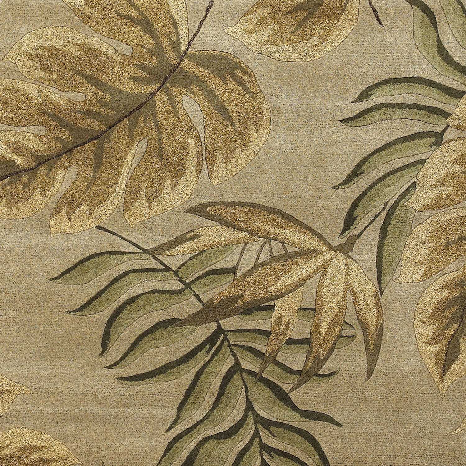 8' X 11' Sand Beige Hand Tufted Tropical Leaves Indoor Area Rug - Image 2