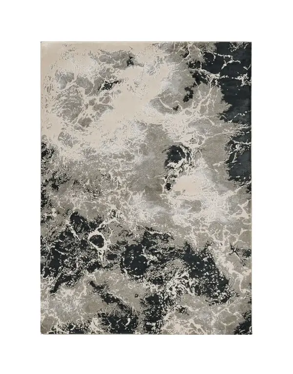 8' X 11' Silver Machine Woven Abstract Watercolor Indoor Area Rug - Image 2