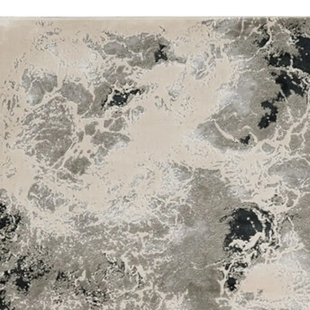 8' X 11' Silver Machine Woven Abstract Watercolor Indoor Area Rug - Image 4