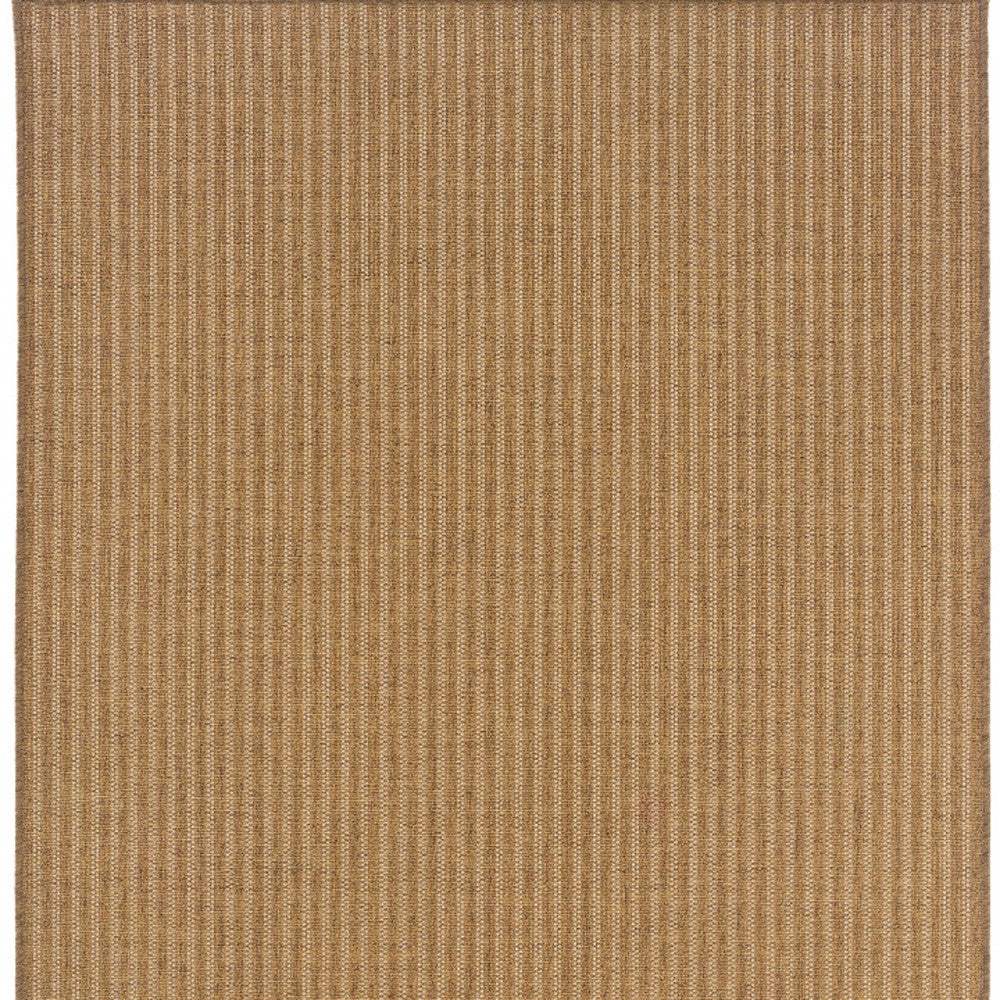 8' X 11' Tan Striped Stain Resistant Indoor Outdoor Area Rug - Image 4