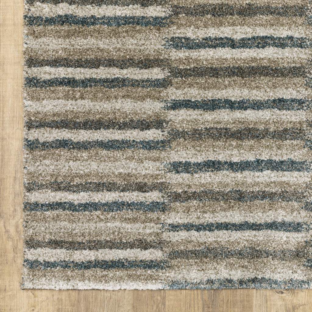8' X 11' Teal Blue Geometric Power Loom Area Rug - Image 4