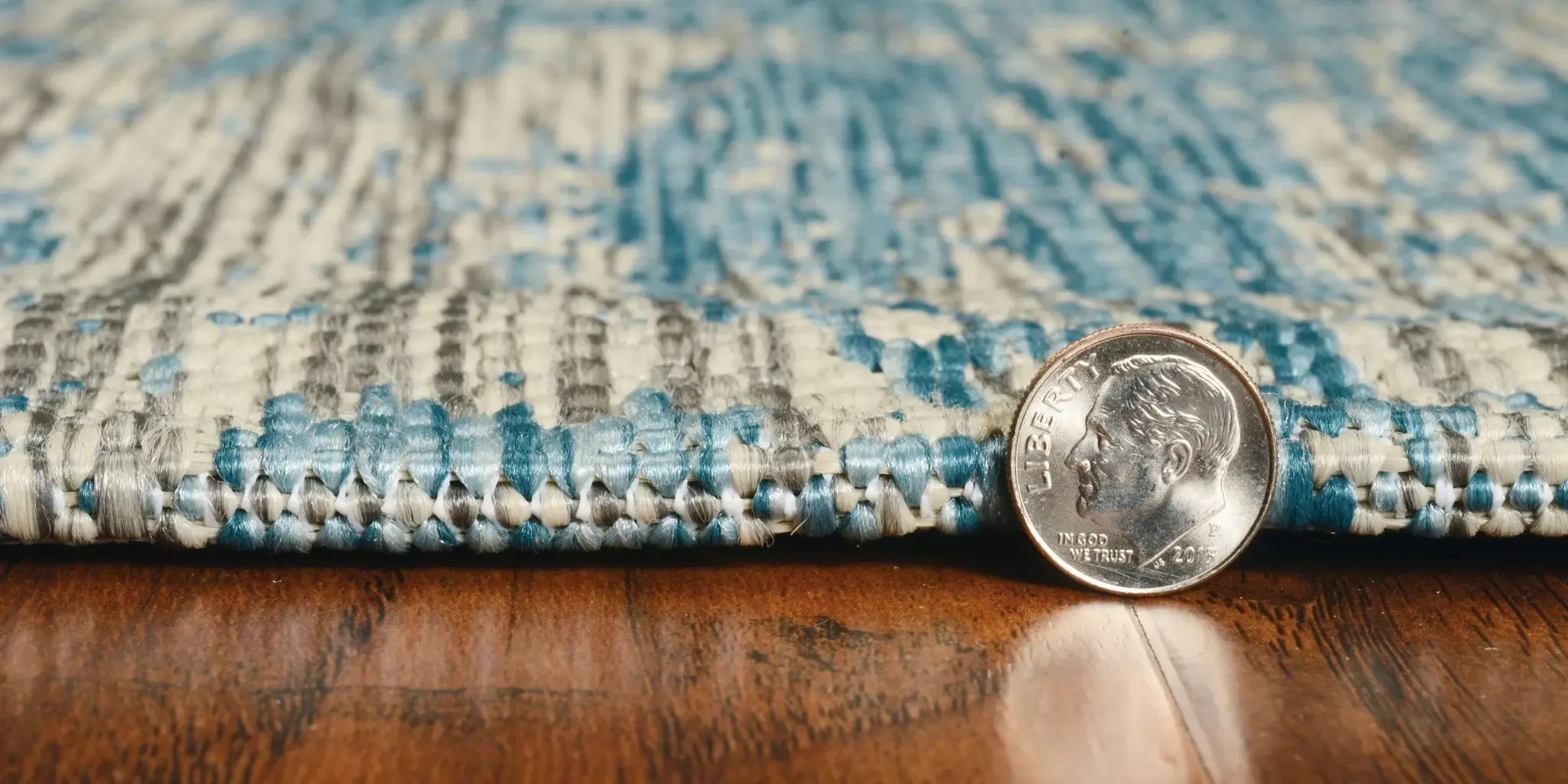 8' X 11' Teal Machine Woven Abstract Strokes Indoor Outdoor Area Rug - Image 4