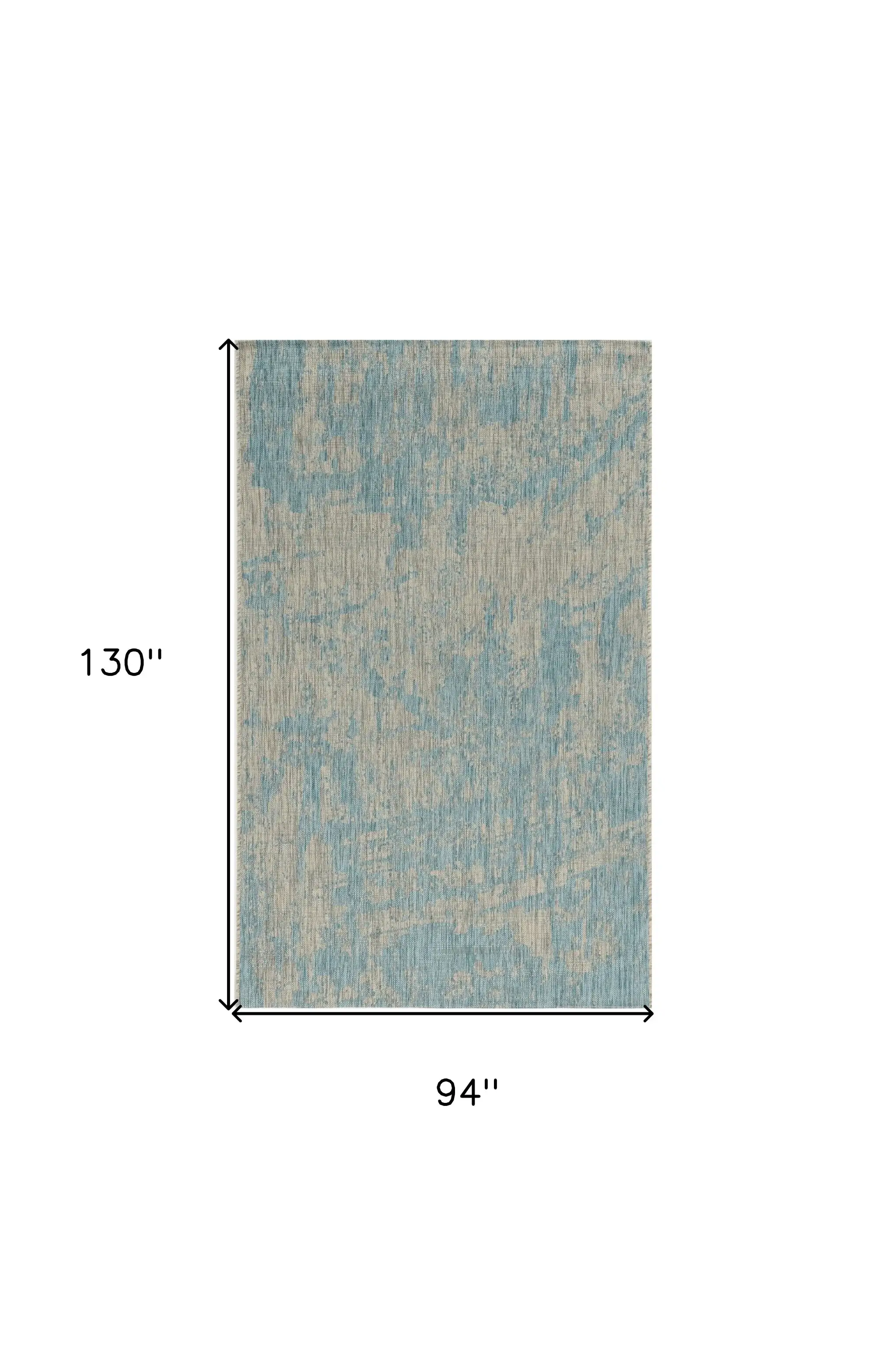 8' X 11' Teal Machine Woven Abstract Strokes Indoor Outdoor Area Rug - Image 6
