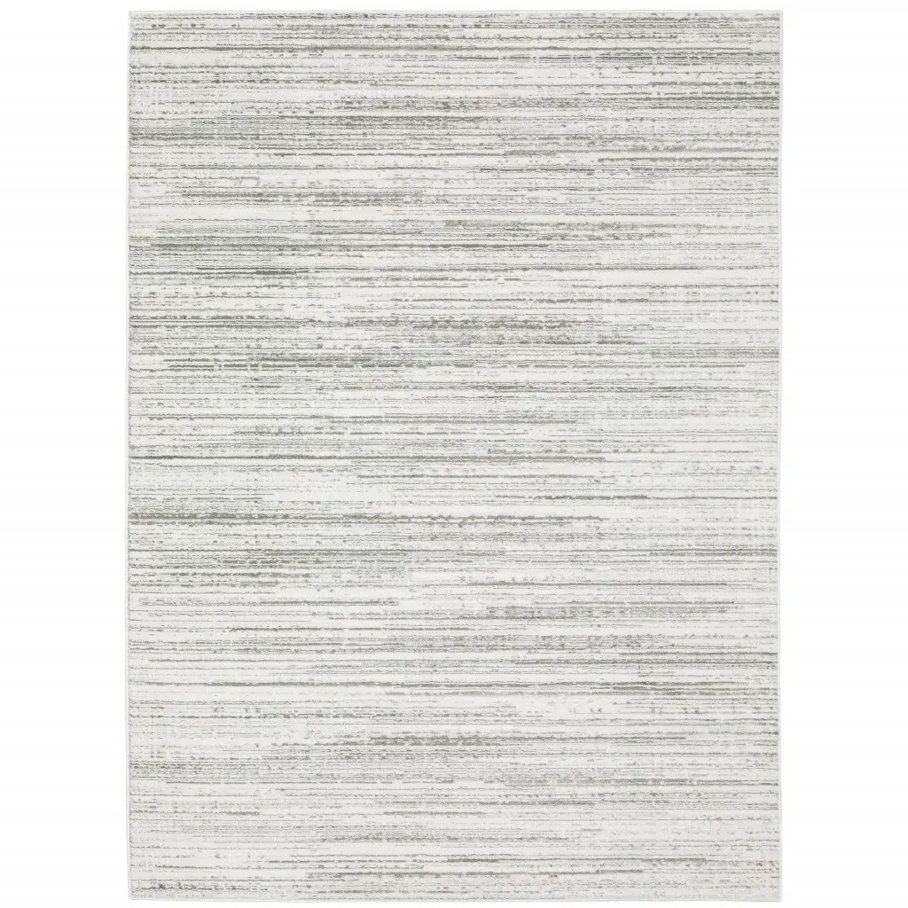 8' X 11' White And Grey Abstract Power Loom Stain Resistant Area Rug - Image 2