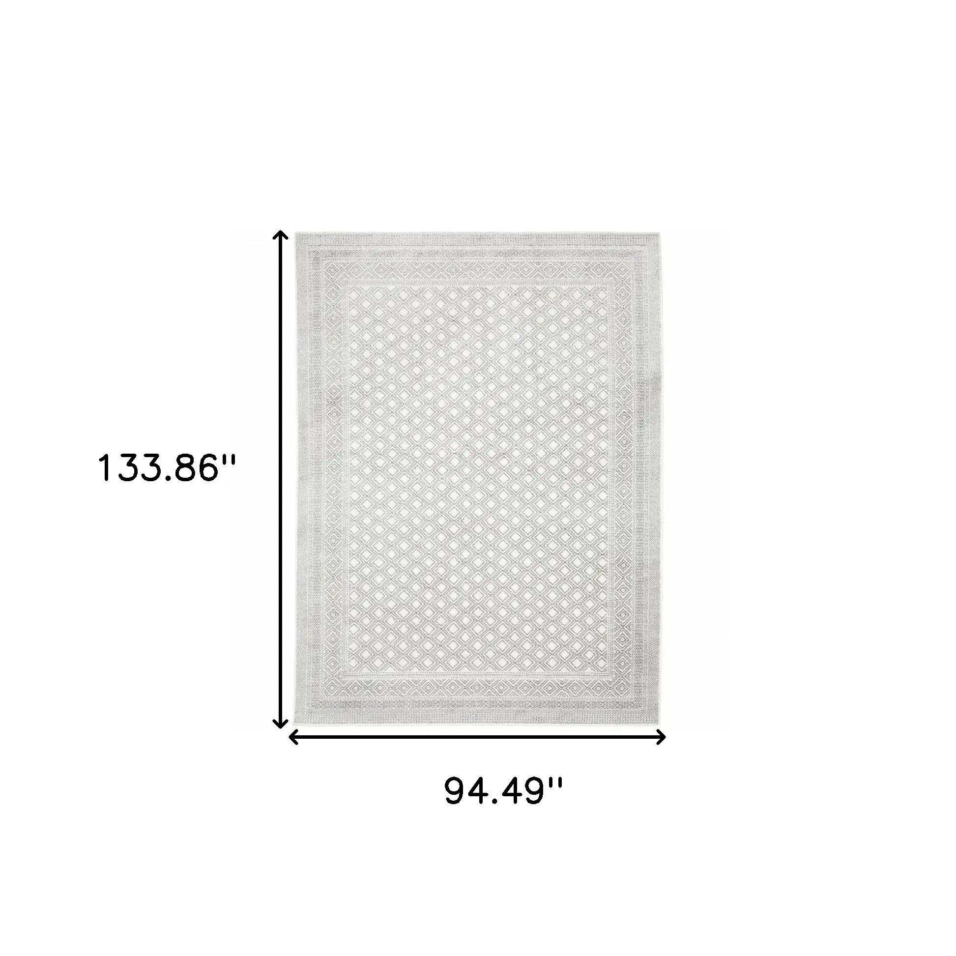 8' X 11' White And Grey Oriental Power Loom Stain Resistant Area Rug - Image 3