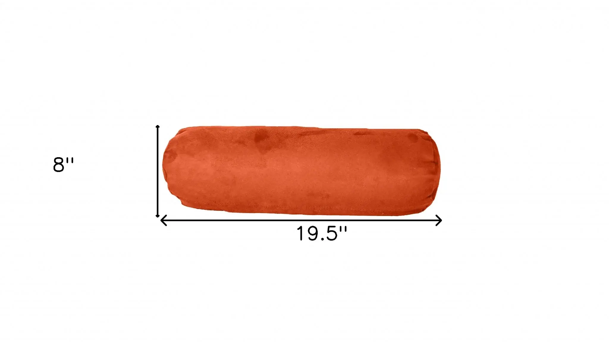 8" X 20" Burnt Orange Zippered Microsuede Solid Color Bolster Pillow - Image 2