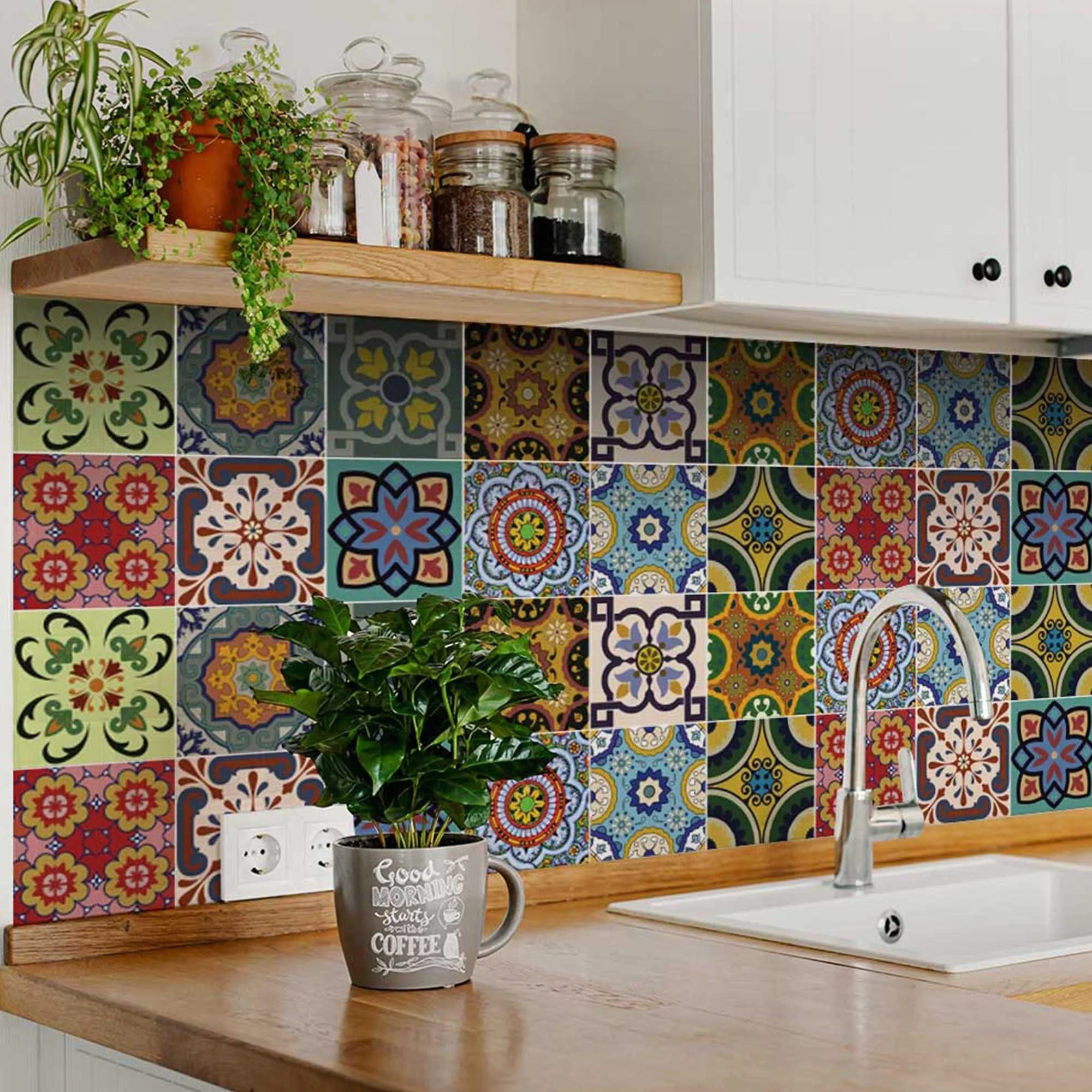 8" X 8" Auguri Flora Peel and Stick Removable  Tiles - Image 5