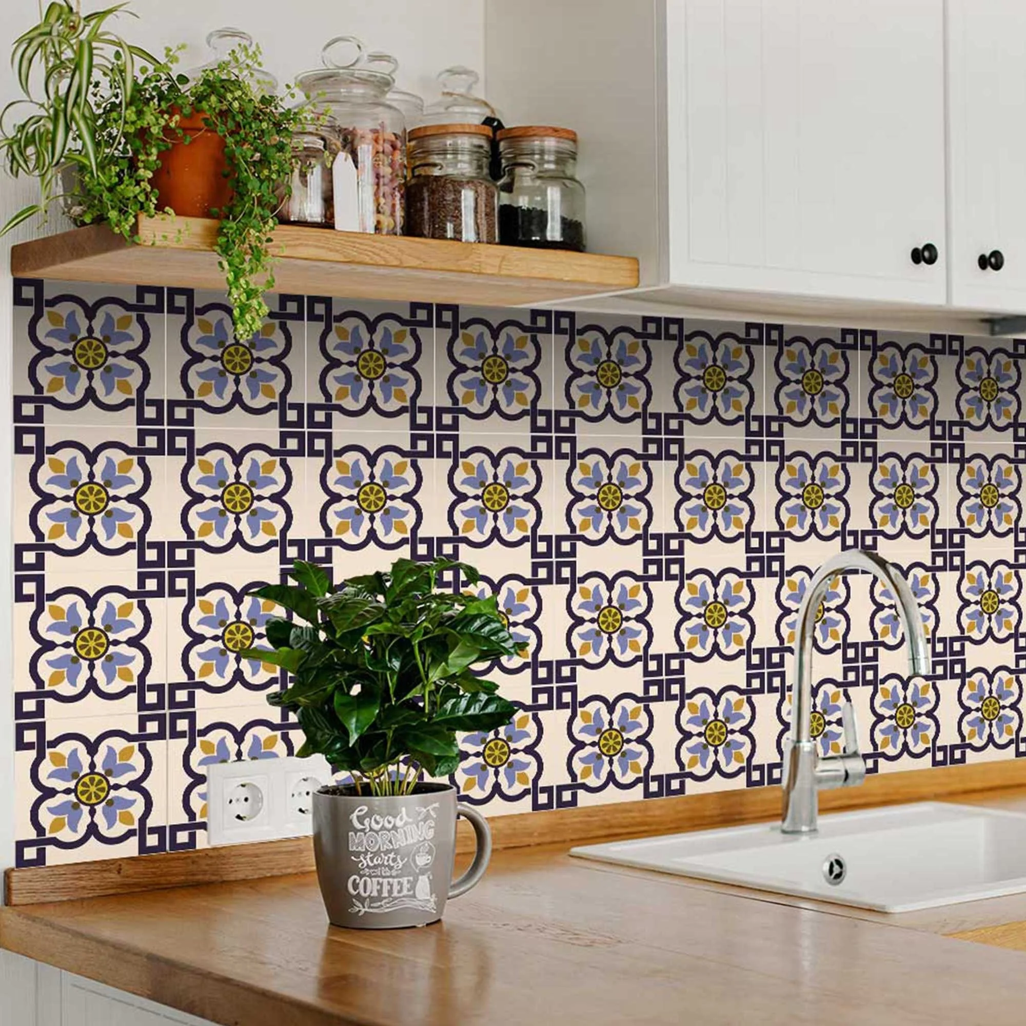 8" X 8" Azul Flora Peel and Stick Removable Tiles - Image 5