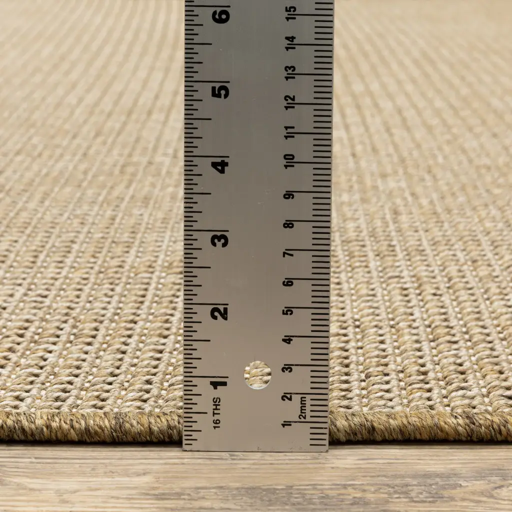 8' X 8' Beige Round Stain Resistant Indoor Outdoor Area Rug - Image 4