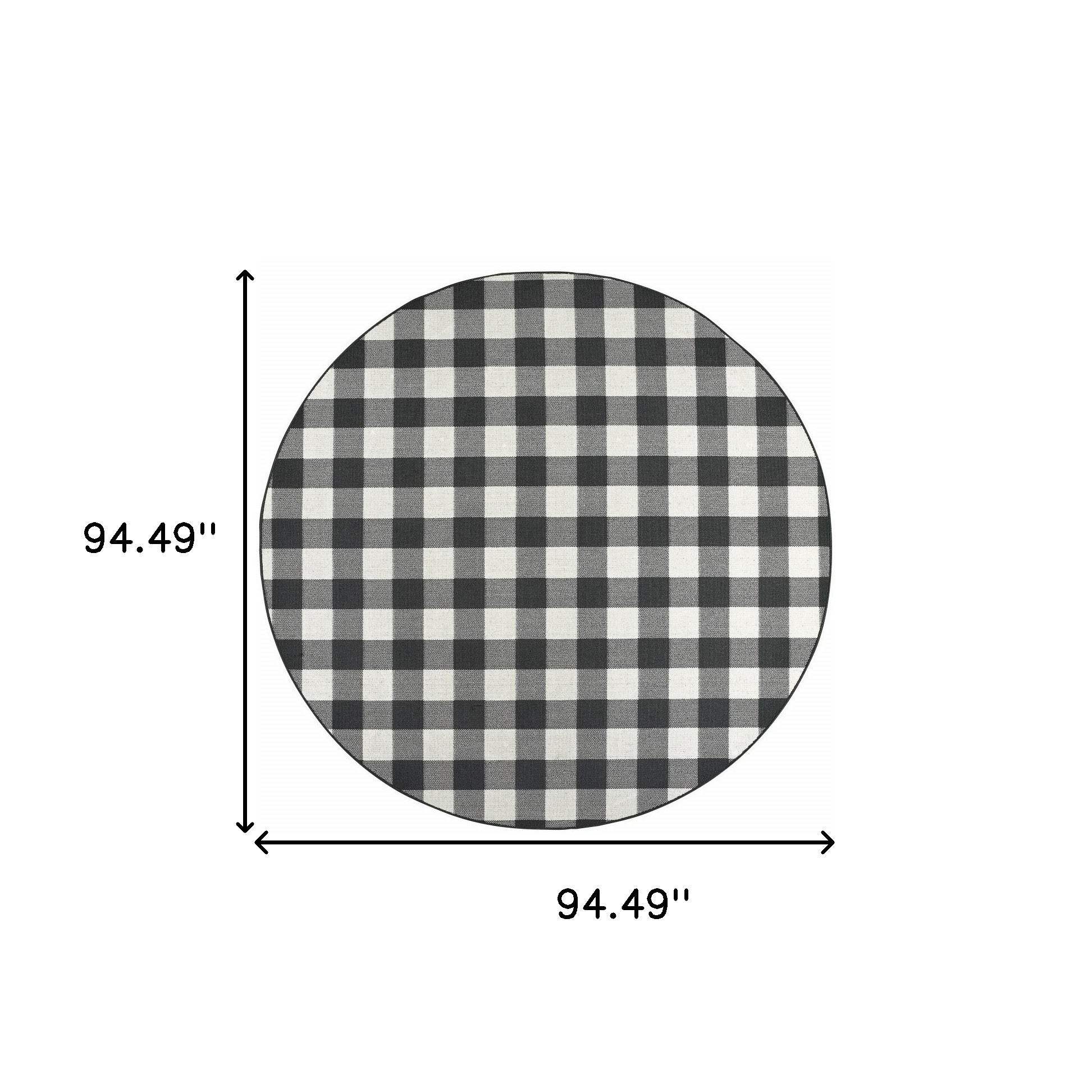 8' X 8' Black and Ivory Indoor Outdoor Area Rug - Image 7