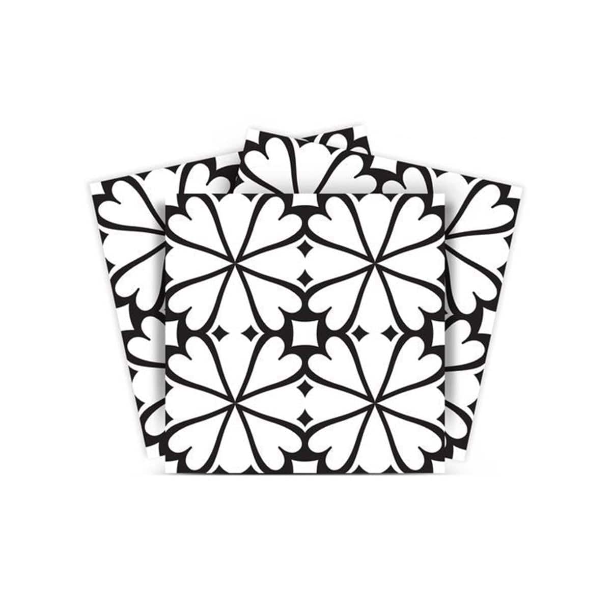 8" X 8" Black and White Clove Peel and Stick Removable Tiles - Image 2