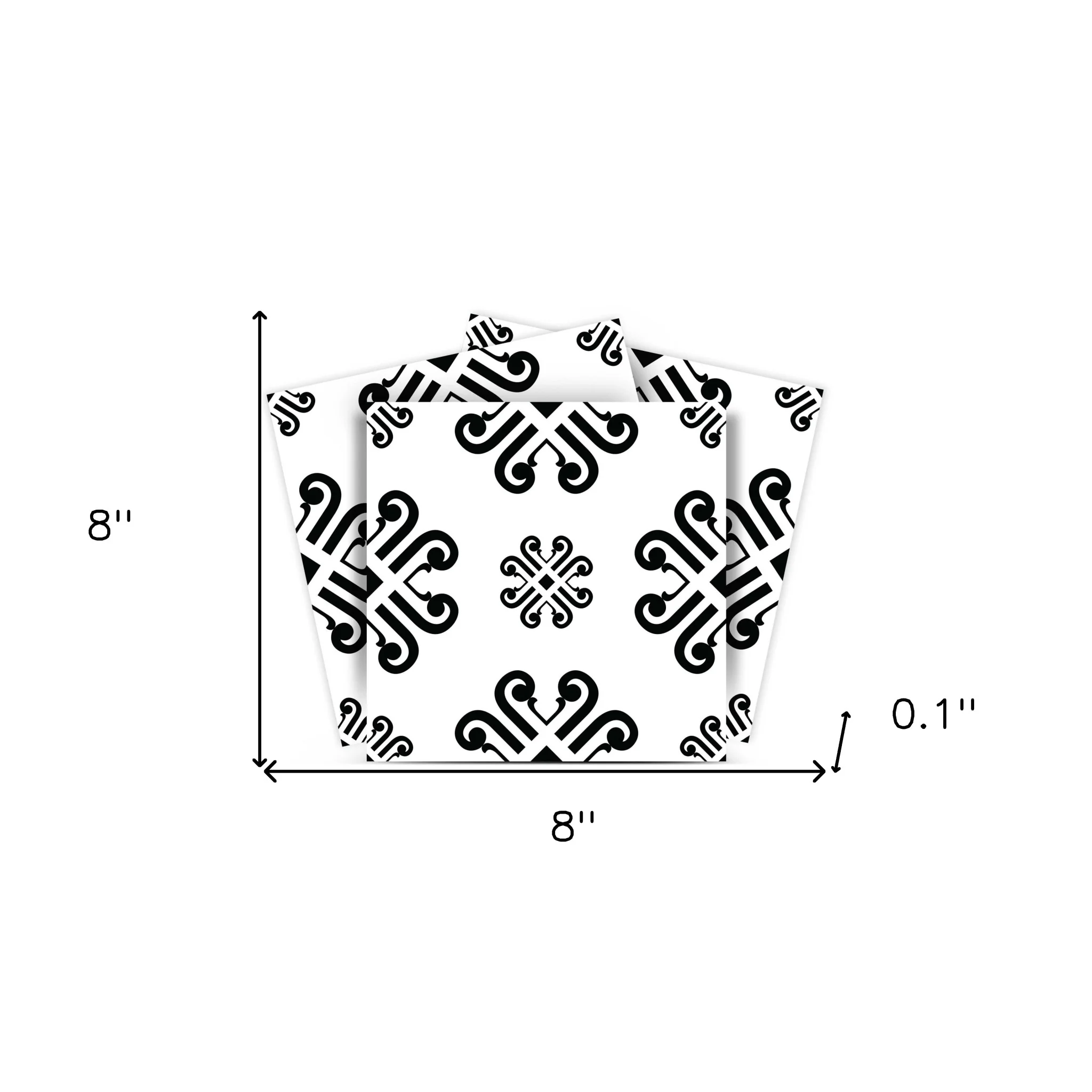 8" X 8" Black and White Daisy Peel and Stick Removable Tiles - Image 9