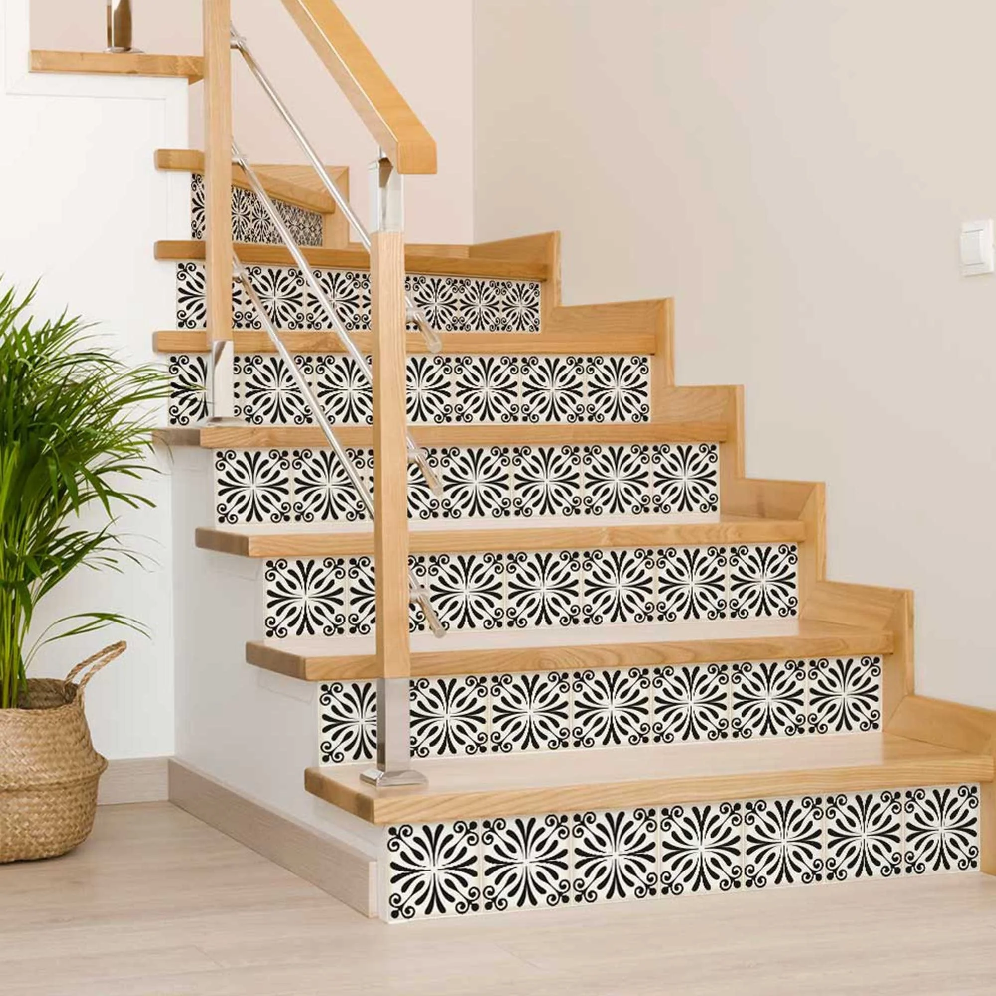 8" X 8" Black and White Flo Peel and Stick Removable Tiles - Image 6