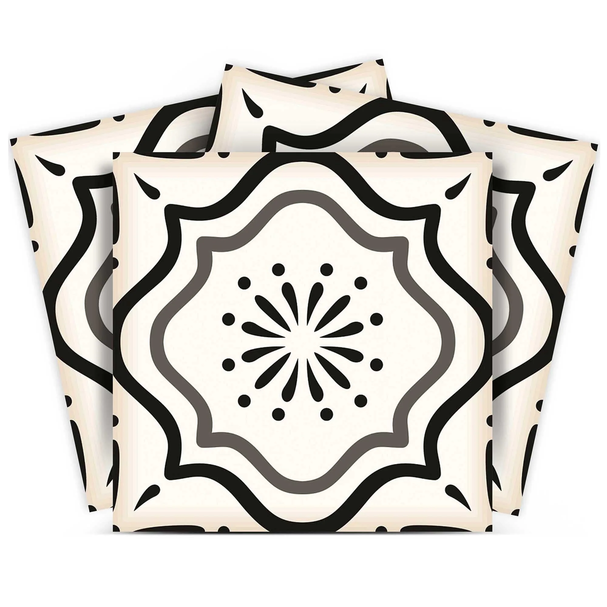8" X 8" Black And White Mosaic Peel And Stick Removable Tiles - Image 2