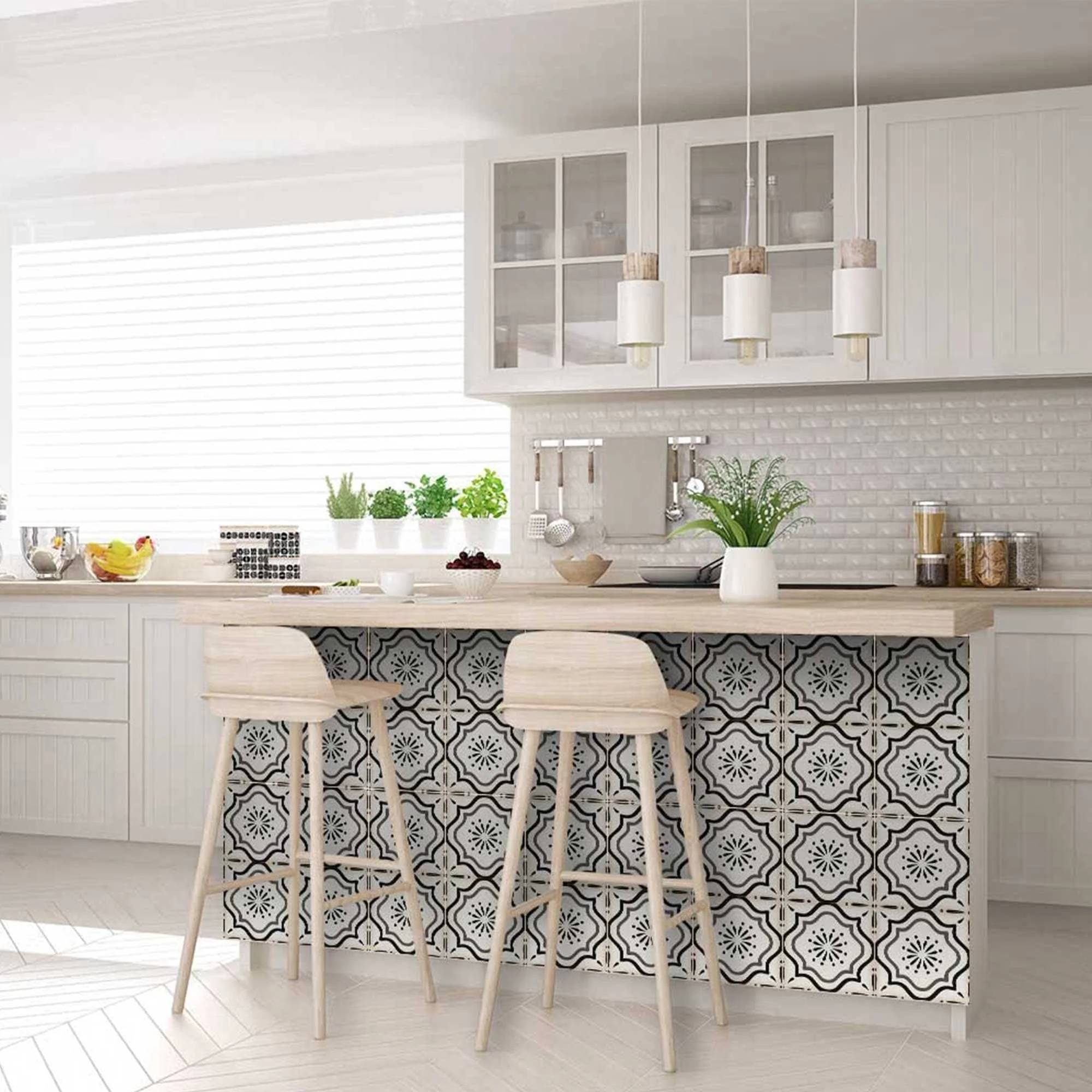 8" X 8" Black And White Mosaic Peel And Stick Removable Tiles - Image 7