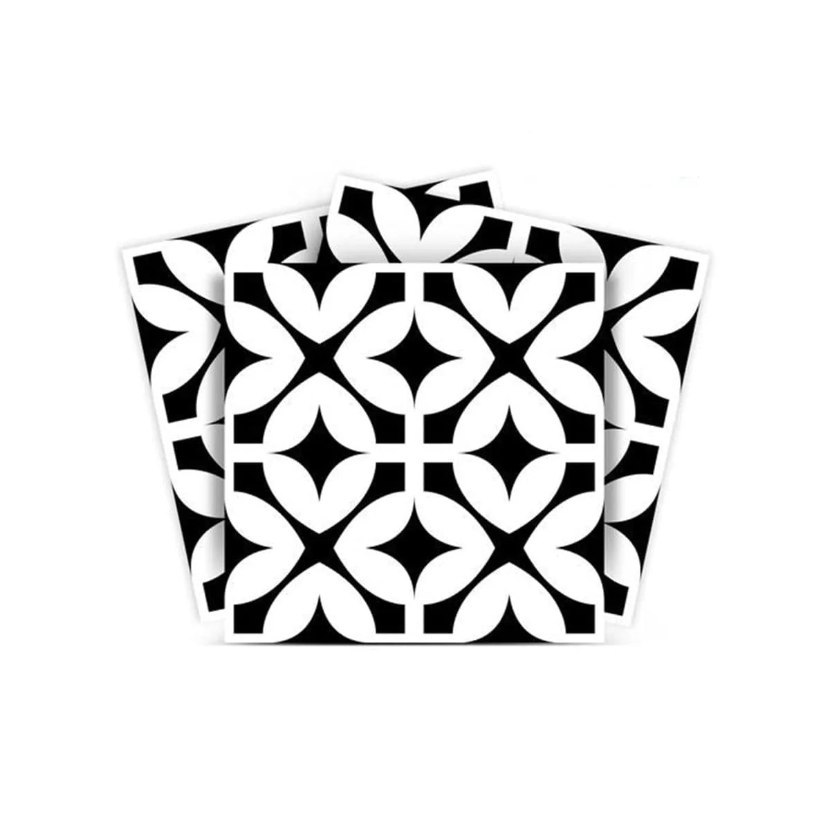 8" X 8" Black and White Pinna Peel and Stick Removable Tiles - Image 3