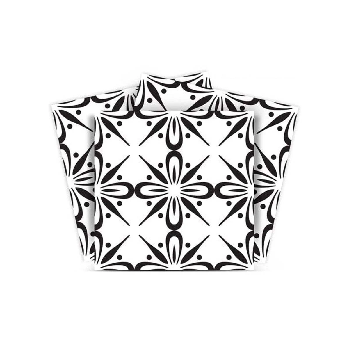 8" X 8" Black and White Quattra Peel and Stick Removable Tiles - Image 2