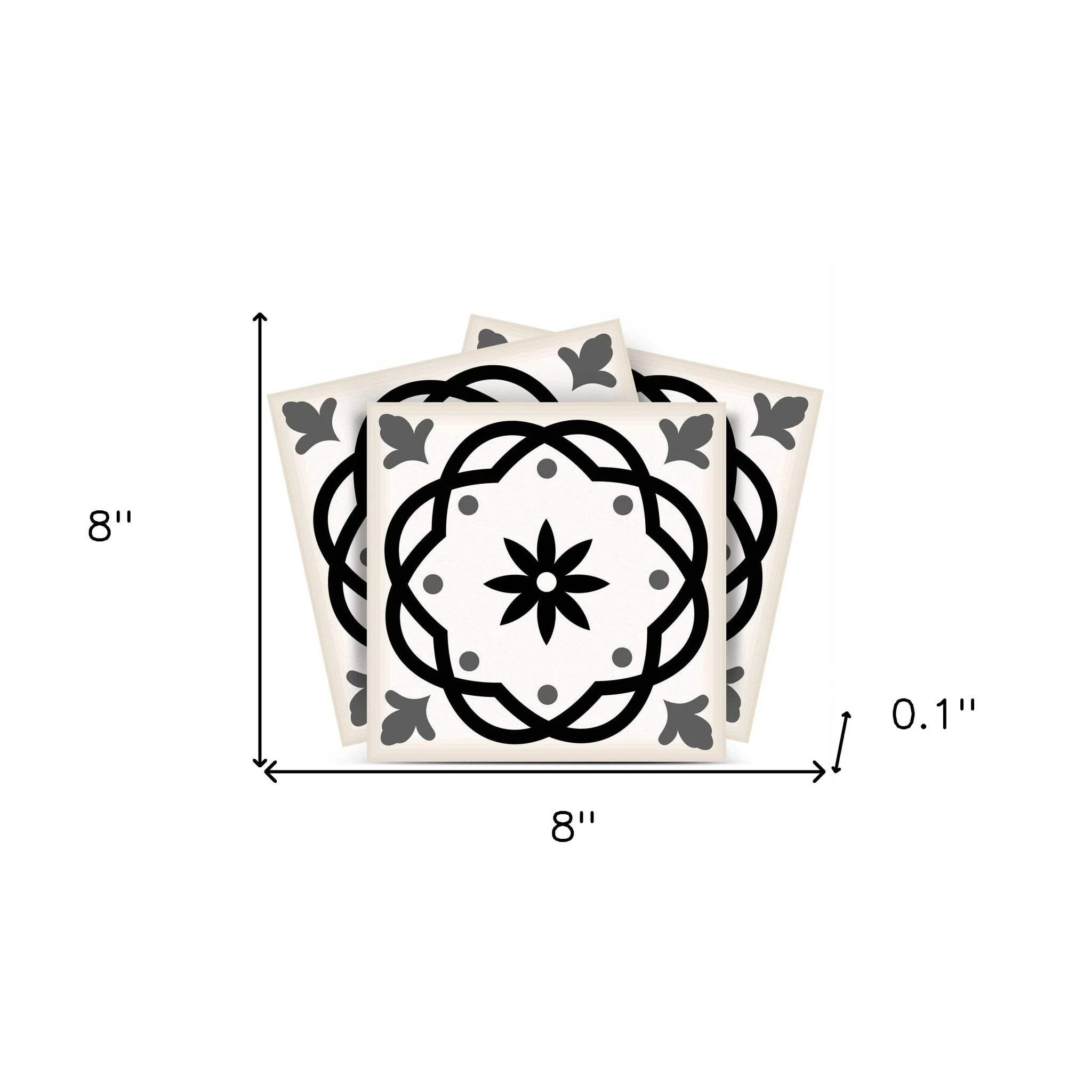 8" X 8" Black and White Rolla Peel and Stick Removable Tiles - Image 9