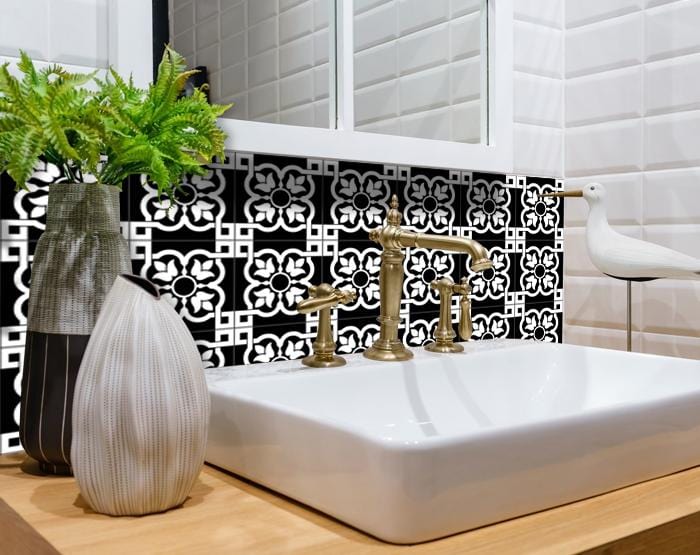 8" X 8" Black and White Stark Peel and Stick Removable Tiles - Image 3