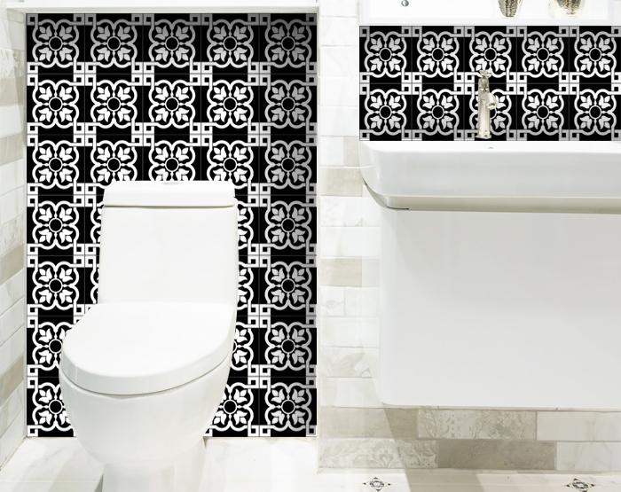 8" X 8" Black and White Stark Peel and Stick Removable Tiles - Image 7