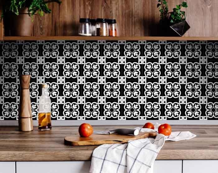 8" X 8" Black and White Stark Peel and Stick Removable Tiles - Image 9