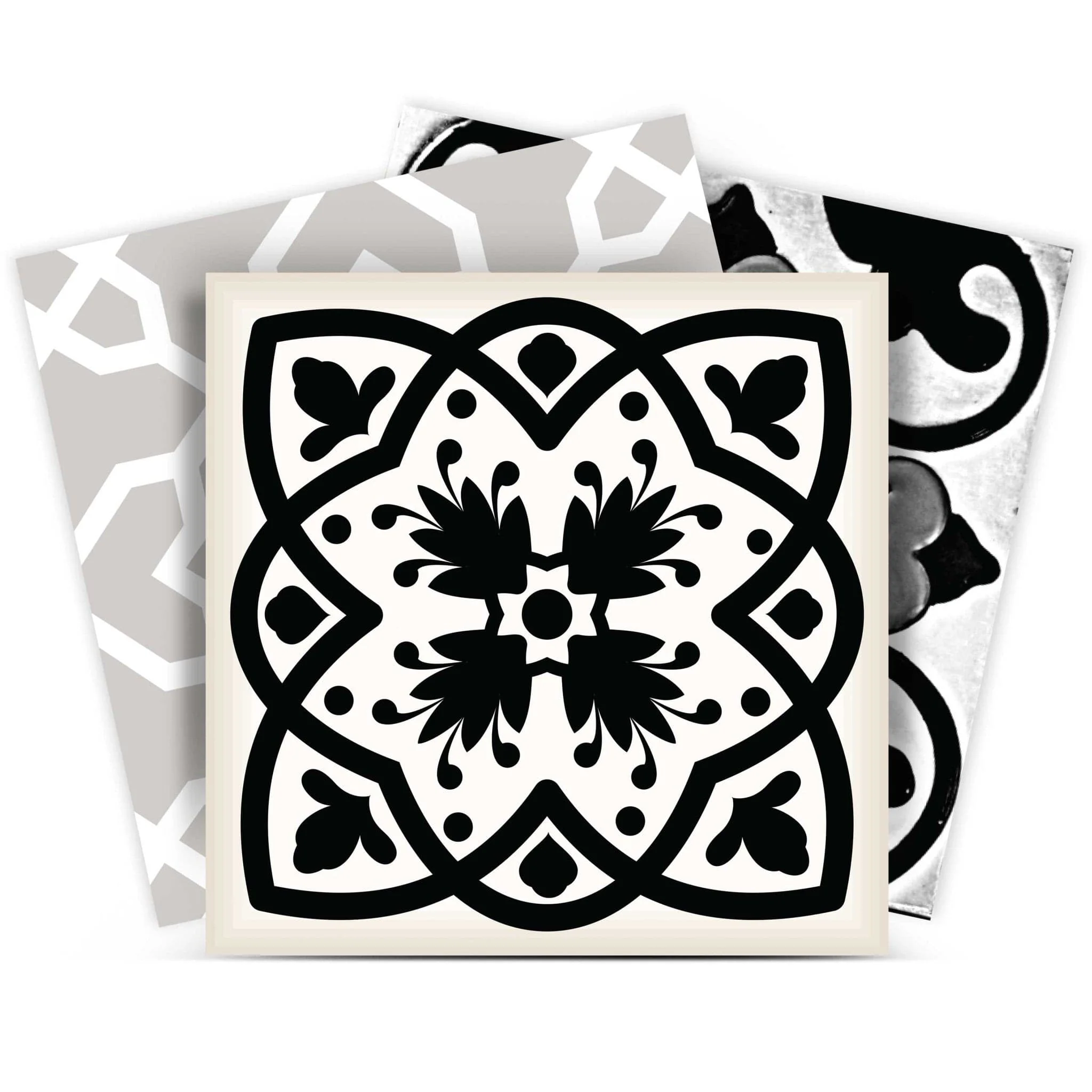 8" X 8" Black White and Gray Bella Peel and Stick Tiles