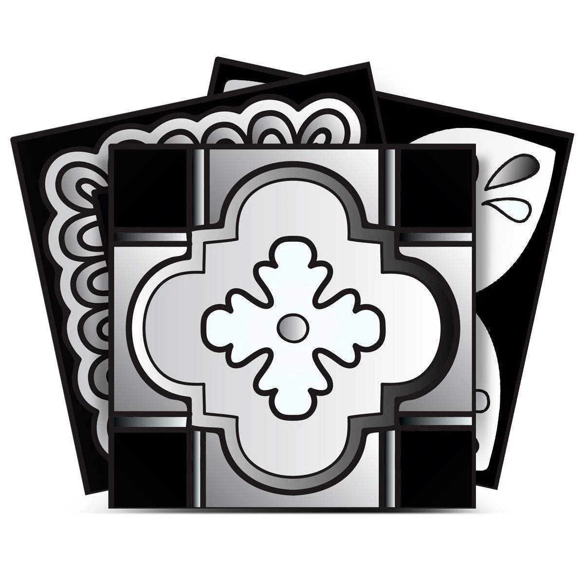 8" X 8" Black White And Gray Mosaic Peel And Stick Removable Tiles
