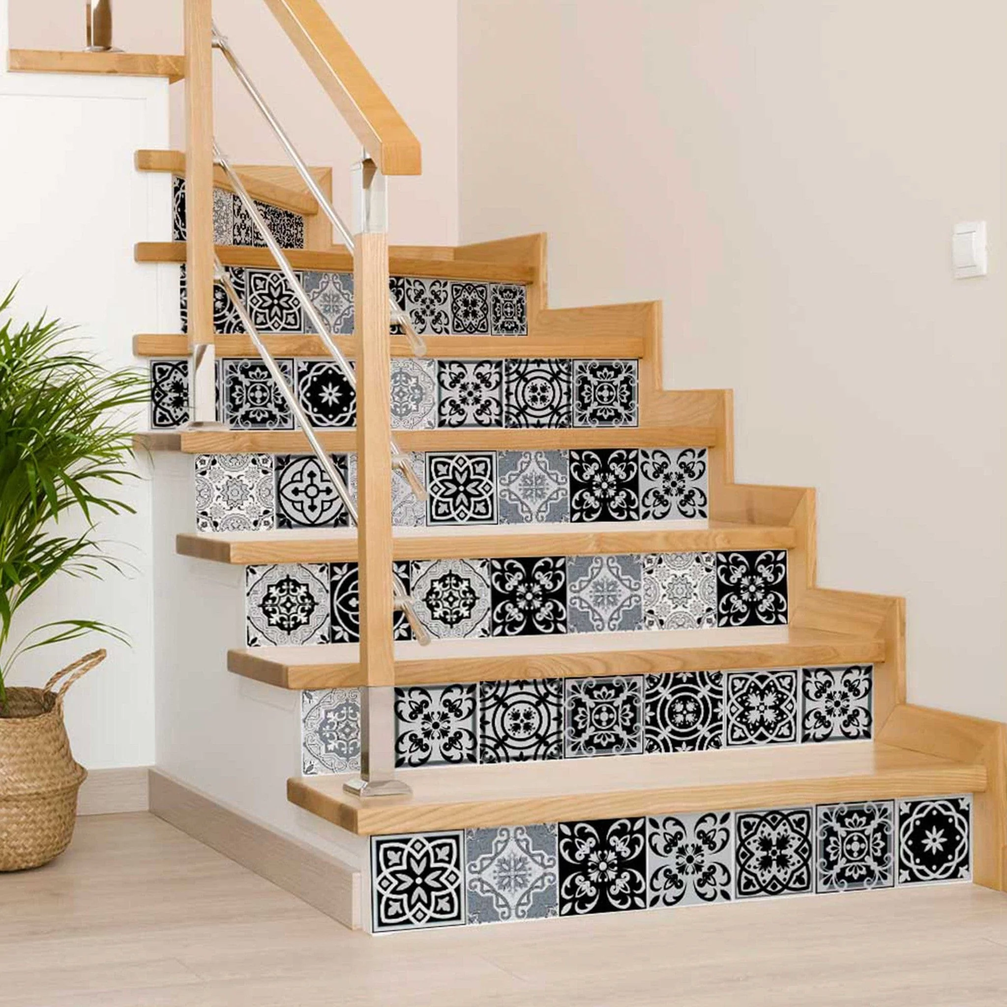 8" X 8" Black White and Gray Mosaic Peel and Stick Tiles - Image 6