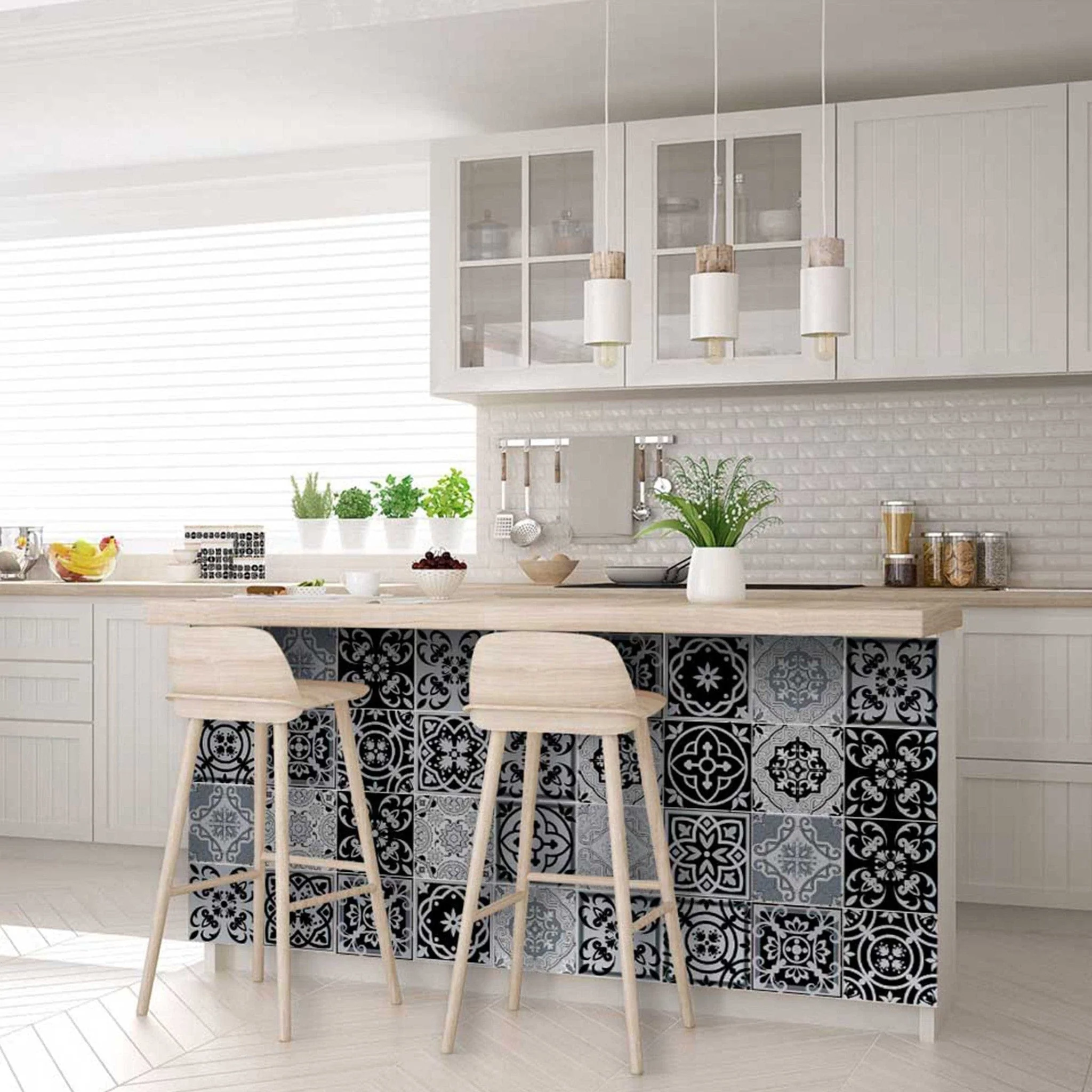 8" X 8" Black White and Gray Mosaic Peel and Stick Tiles - Image 8