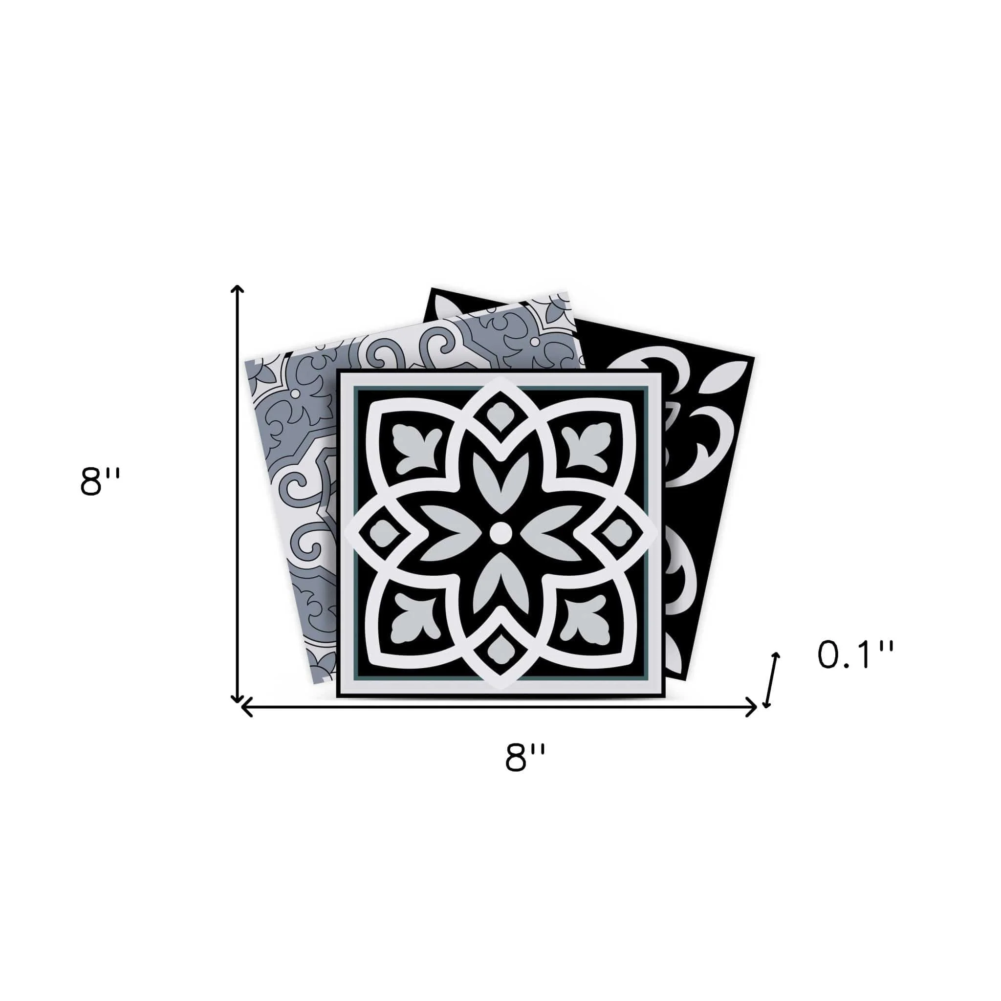 8" X 8" Black White and Gray Mosaic Peel and Stick Tiles - Image 9