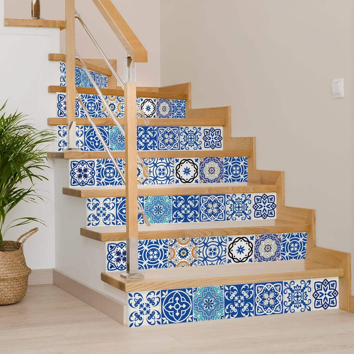 8" x 8" Blue and Aqua Pop Mosaic Peel and Stick Removable Tiles - Image 6