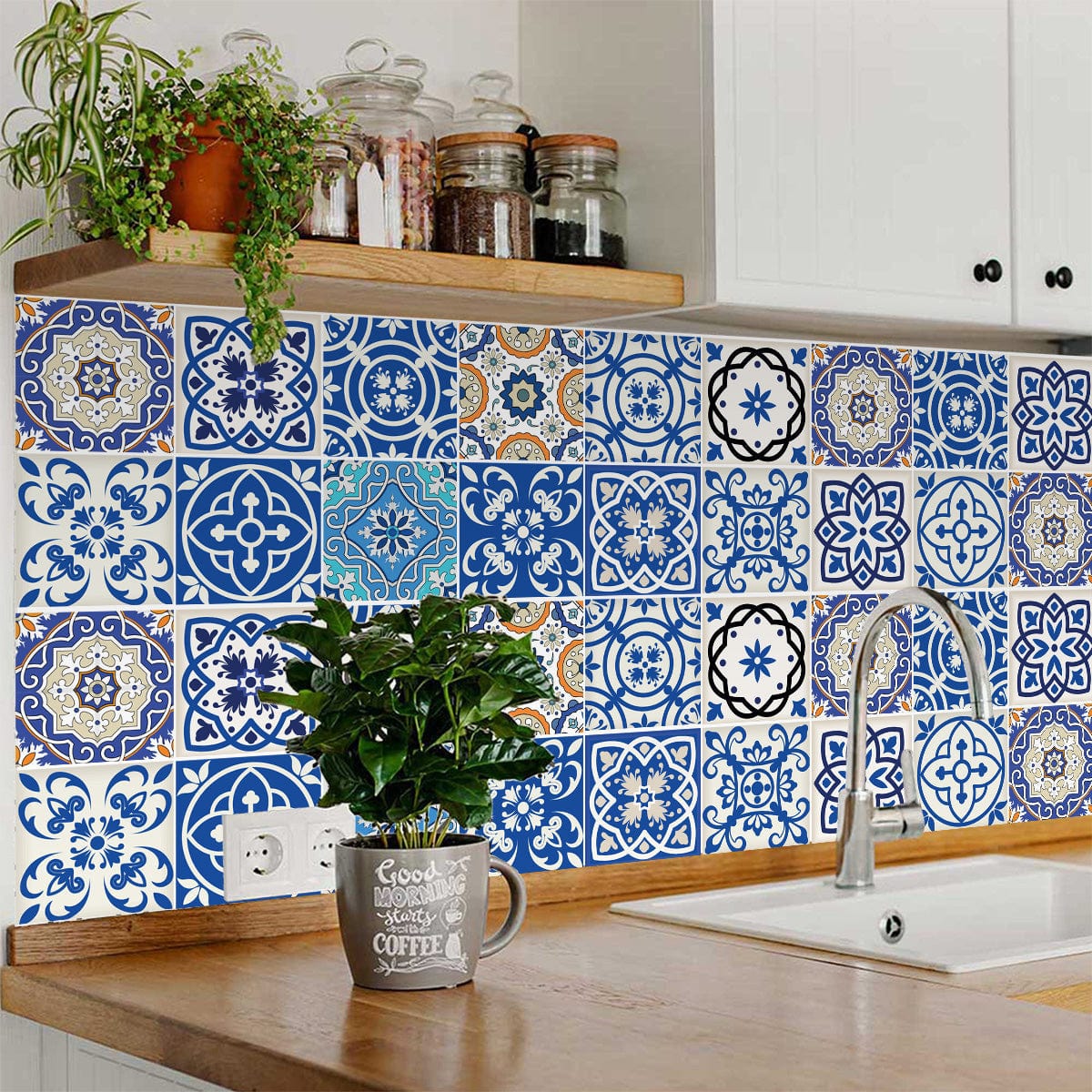 8" x 8" Blue and Aqua Pop Mosaic Peel and Stick Removable Tiles - Image 7