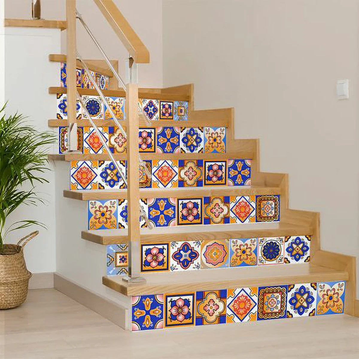 8" x 8" Blue and Gold Celestial Mosaic Peel and Stick Removable Tiles - Image 7