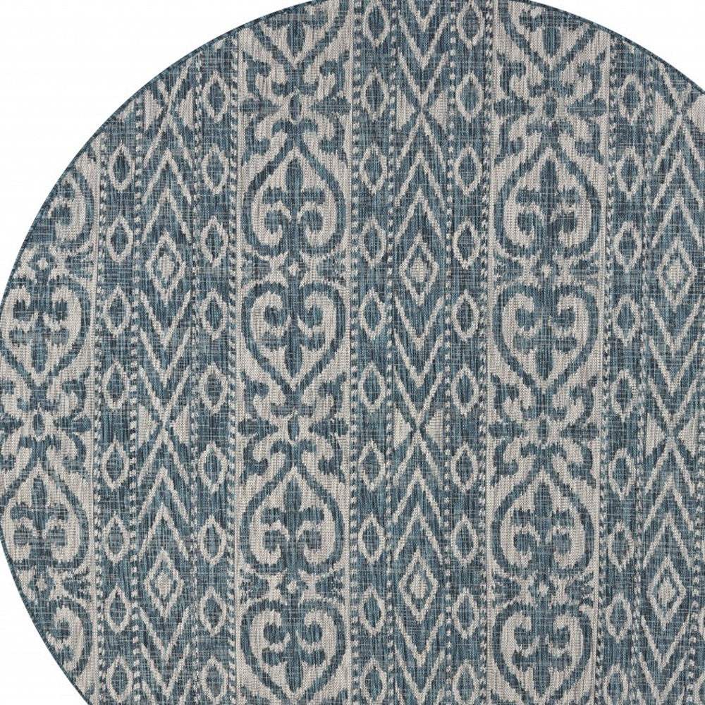 8' X 8' Blue And Gray Indoor Outdoor Area Rug - Image 4
