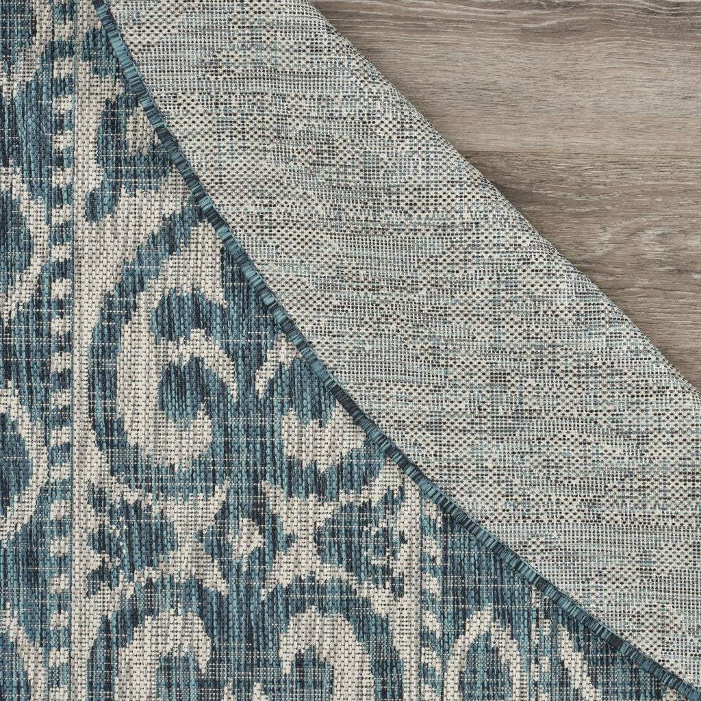 8' X 8' Blue And Gray Indoor Outdoor Area Rug - Image 9