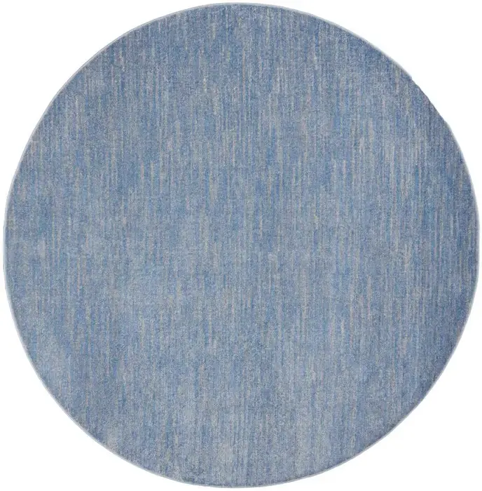 8' X 8' Blue And Grey Round Striped Non Skid Indoor Outdoor Area Rug