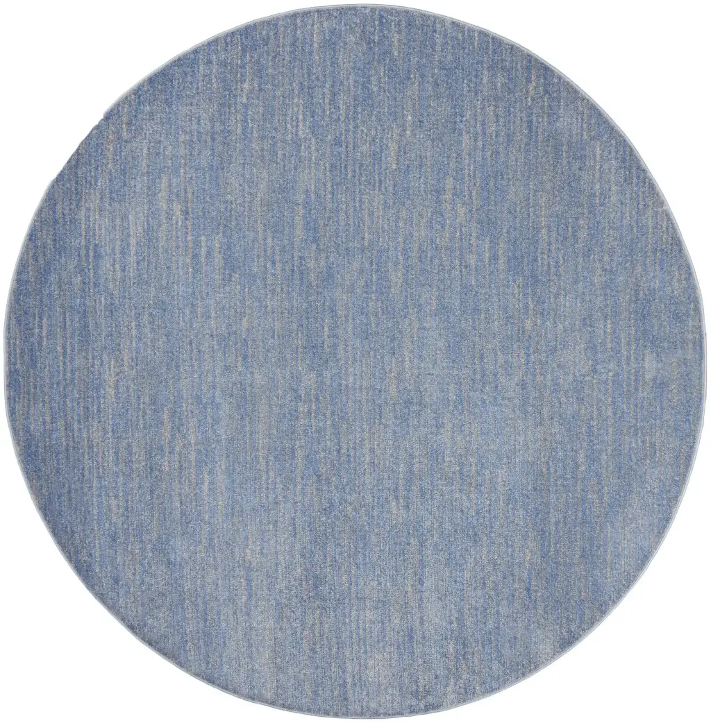 8' X 8' Blue And Grey Round Striped Non Skid Indoor Outdoor Area Rug - Image 3