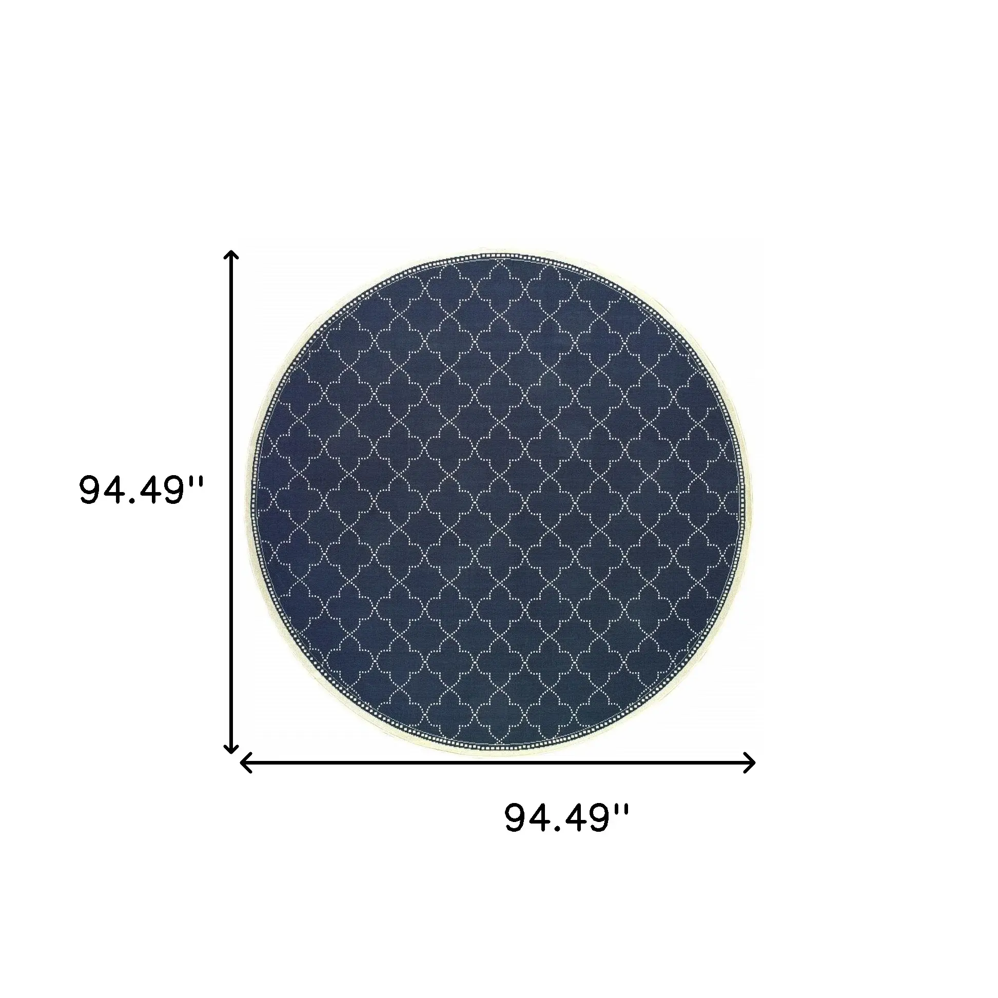 8' X 8' Blue and Ivory Round Geometric Stain Resistant Indoor Outdoor Area Rug - Image 5