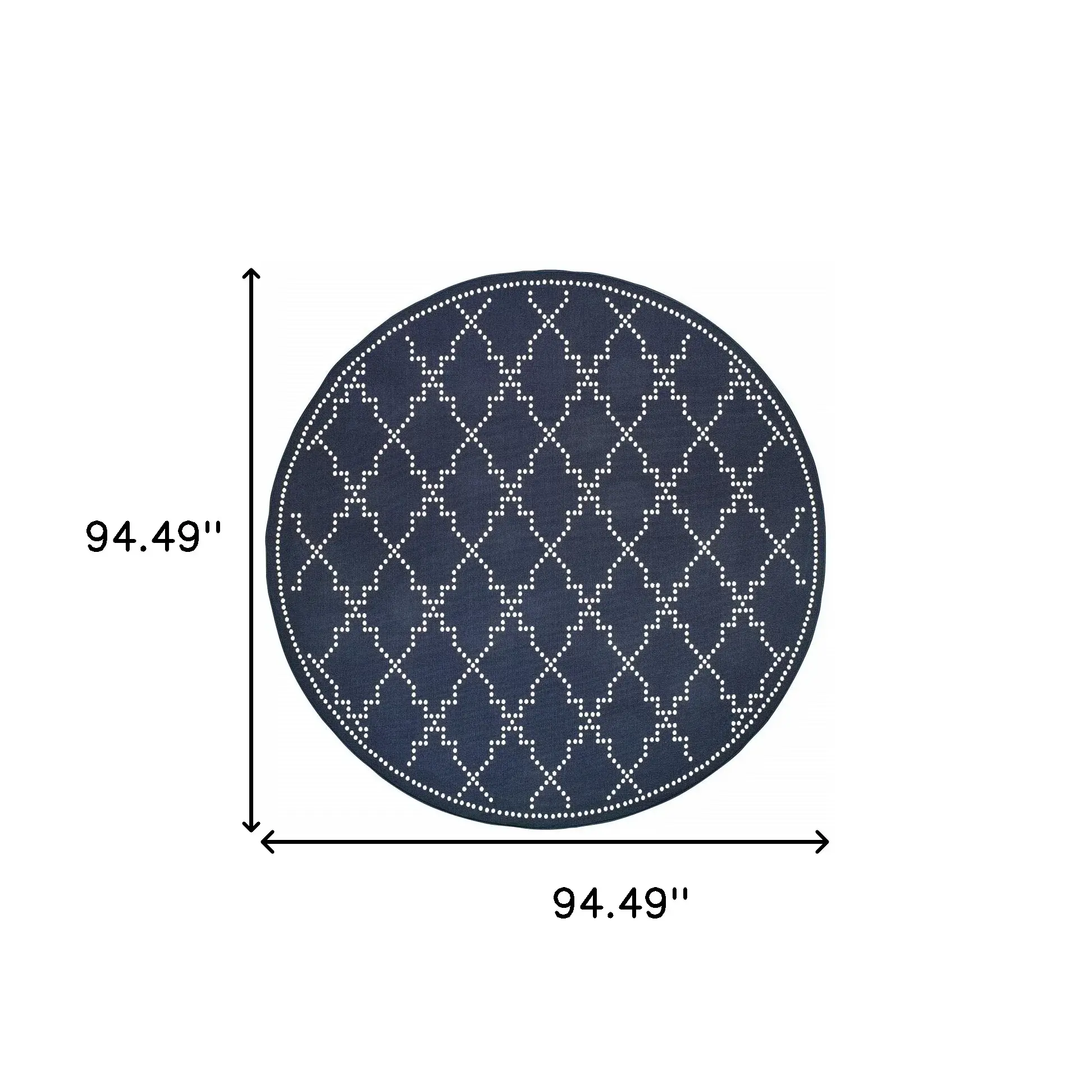 8' X 8' Blue and Ivory Round Geometric Stain Resistant Indoor Outdoor Area Rug - Image 4