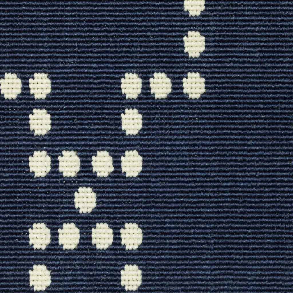 8' X 8' Blue and Ivory Round Geometric Stain Resistant Indoor Outdoor Area Rug - Image 5