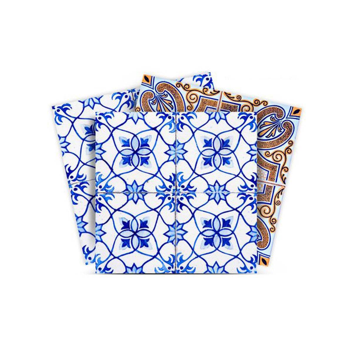 8" X 8" Blue and Muted Taupe Peel And Stick Tiles - Image 2